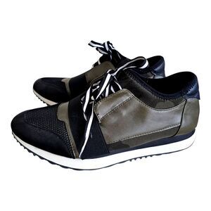 Steve Madden KAIYO Sneakers Women's 9.5M Olive Camo Black Mesh Athletic Shoe